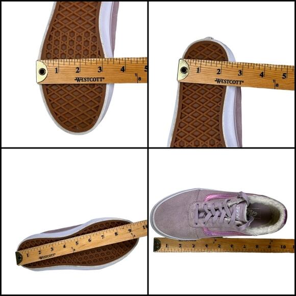 Vans Pink Suede Old Skool Sherpa Lined Sneakers Holographic Stripe US Missy 5.0 - Picture 12 of 12